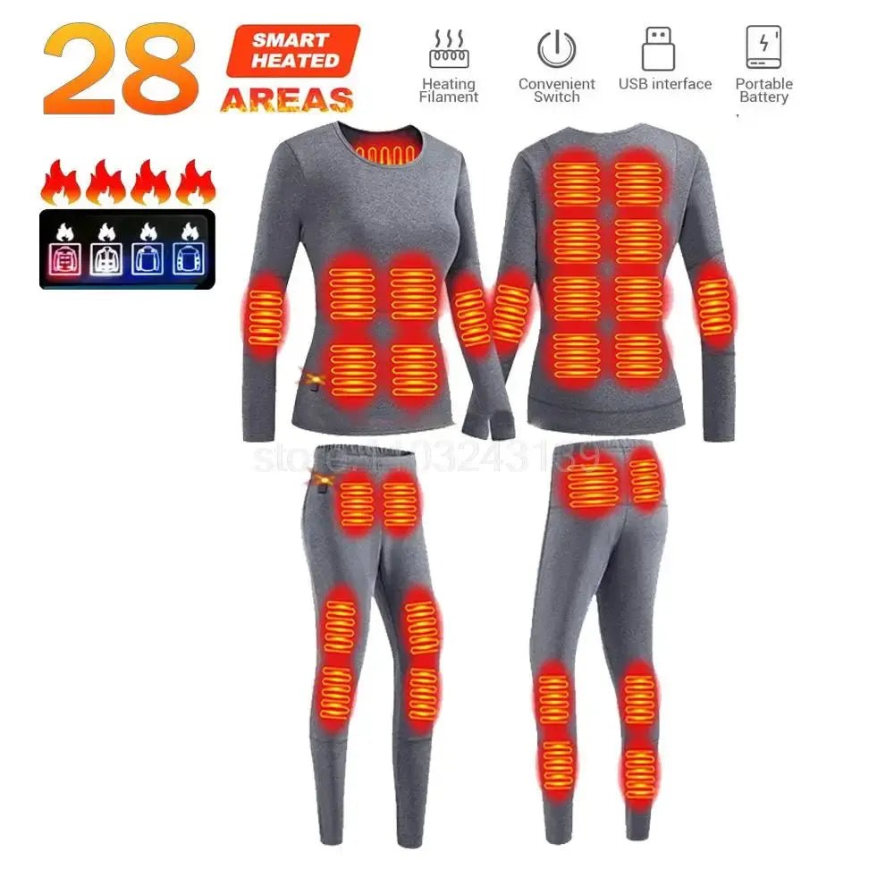 Men’s Winter Heated Thermal Jacket & Pants USB Electric Skiwear - Featured Mart