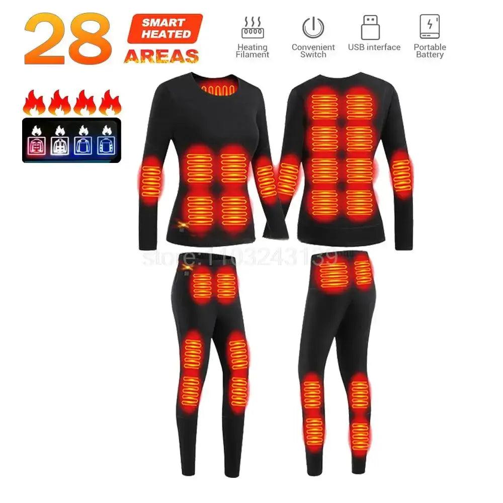 Men’s Winter Heated Thermal Jacket & Pants USB Electric Skiwear - Featured Mart