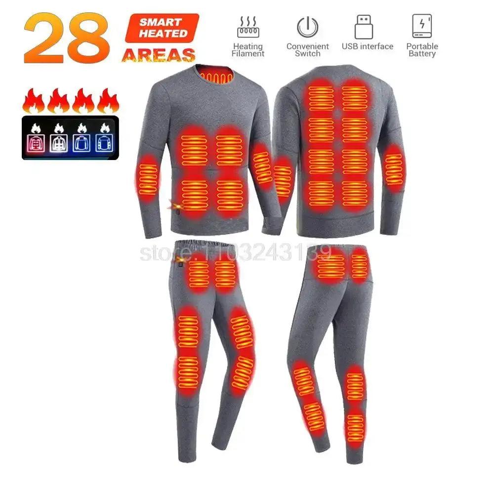 Men’s Winter Heated Thermal Jacket & Pants USB Electric Skiwear - Featured Mart