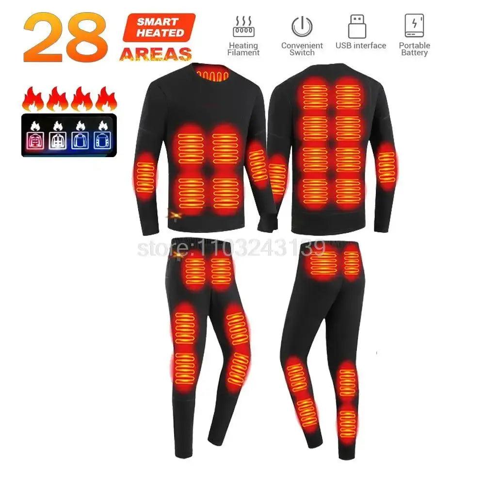 Men’s Winter Heated Thermal Jacket & Pants USB Electric Skiwear - Featured Mart