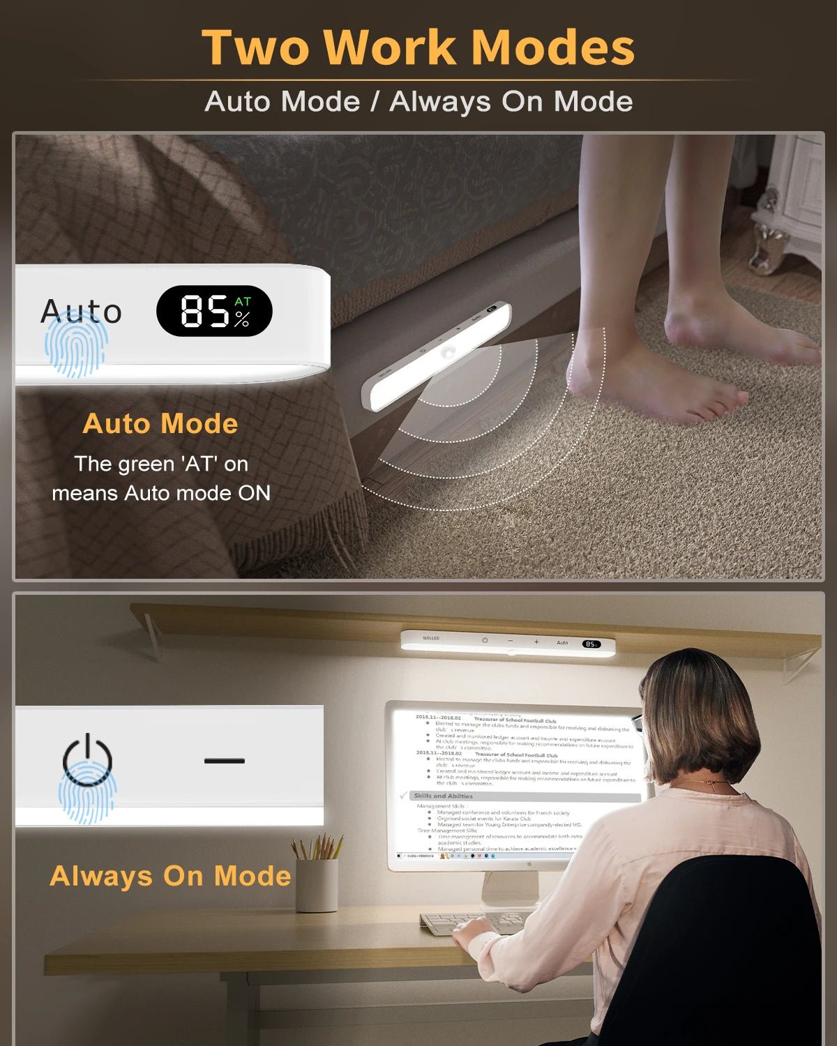 Motion Sensor LED Cabinet Light – 60 LEDs, Touch Control, Wireless & Rechargeable - Featured Mart