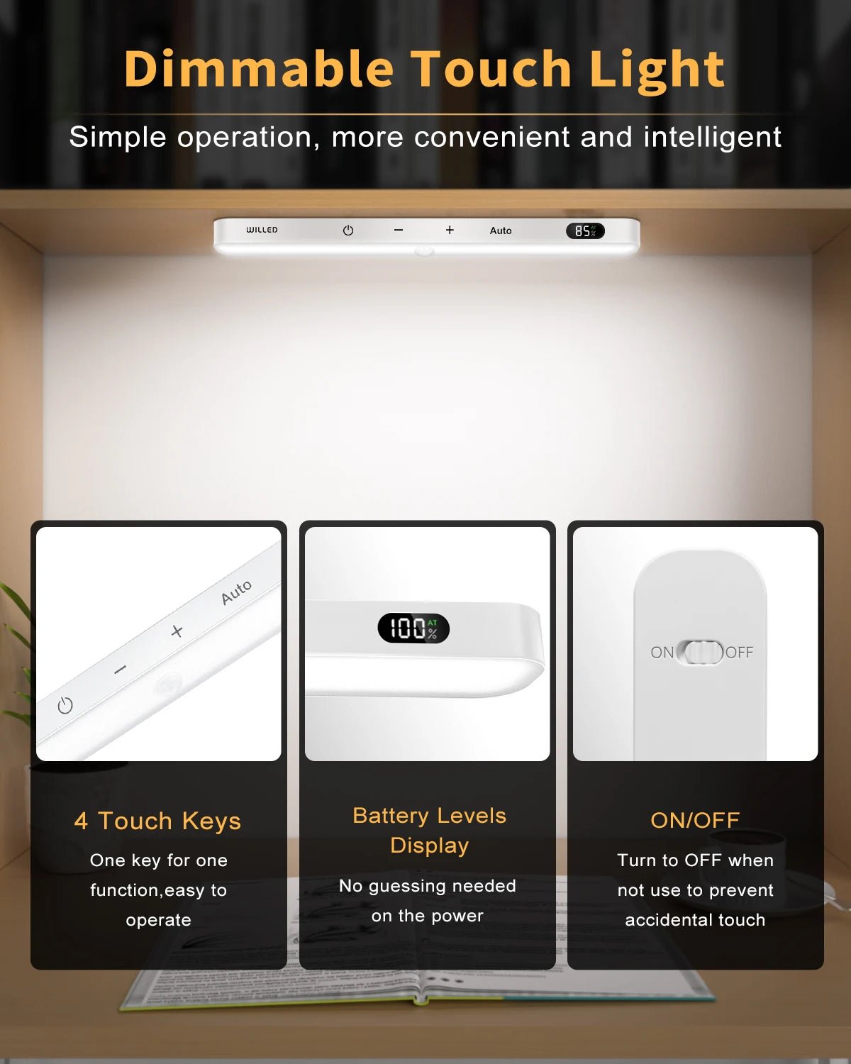 Motion Sensor LED Cabinet Light – 60 LEDs, Touch Control, Wireless & Rechargeable - Featured Mart