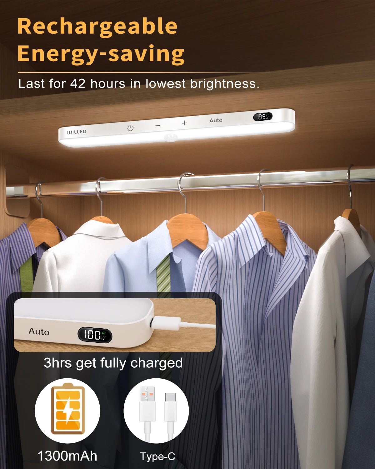 Motion Sensor LED Cabinet Light – 60 LEDs, Touch Control, Wireless & Rechargeable - Featured Mart
