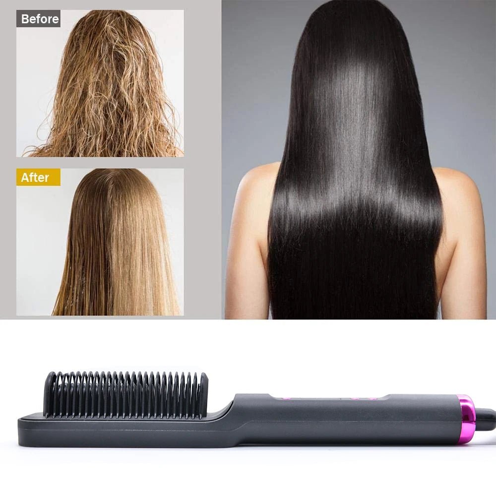 Professional Multifunctional Negative Ion Electric Hot Comb Straightener - Featured Mart