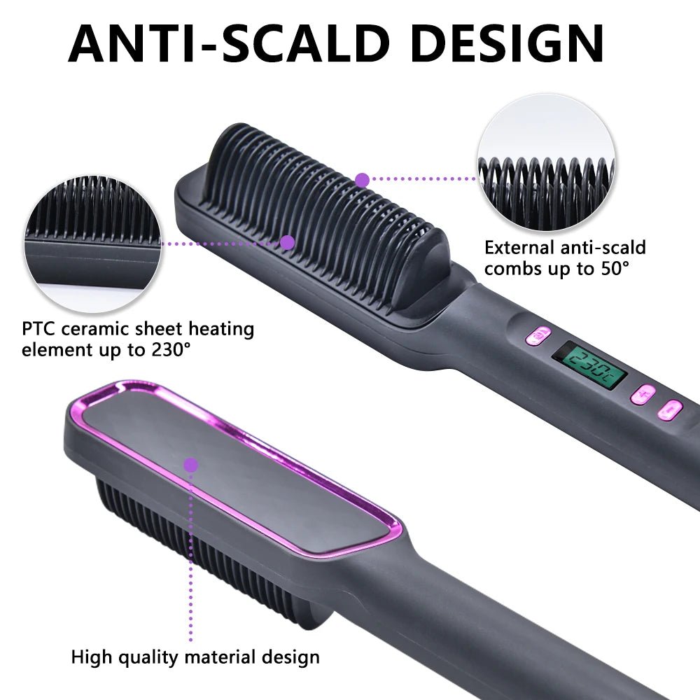 Professional Multifunctional Negative Ion Electric Hot Comb Straightener - Featured Mart