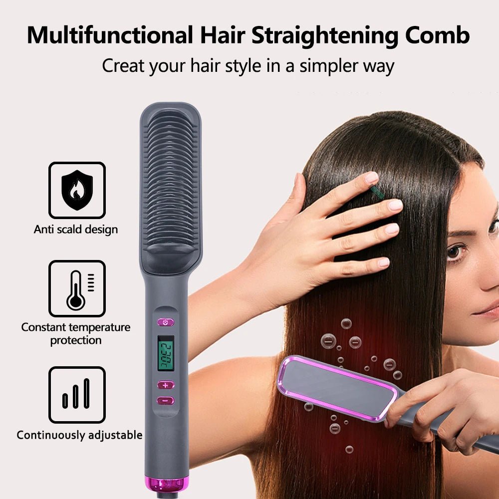 Professional Multifunctional Negative Ion Electric Hot Comb Straightener - Featured Mart