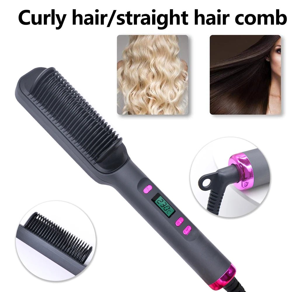 Professional Multifunctional Negative Ion Electric Hot Comb Straightener - Featured Mart