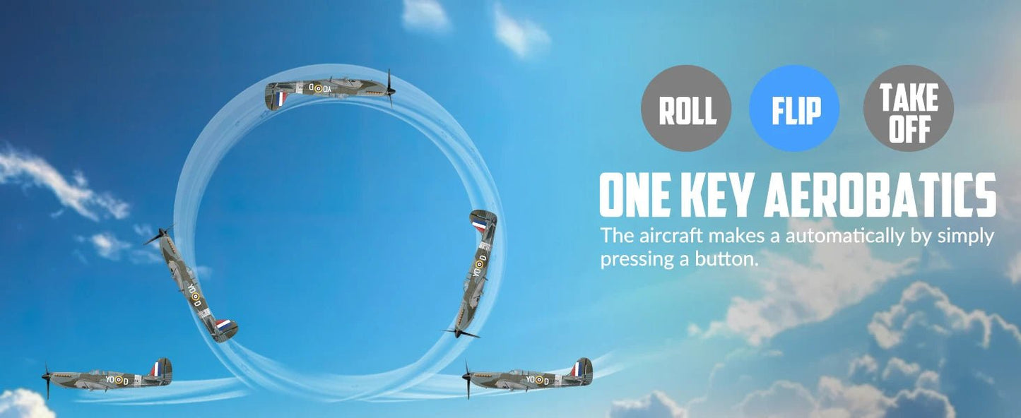 Spitfire RC Warbird – 400mm EPP RTF Fighter Plane with One - Key Aerobatic, 2.4G 4CH - Featured Mart