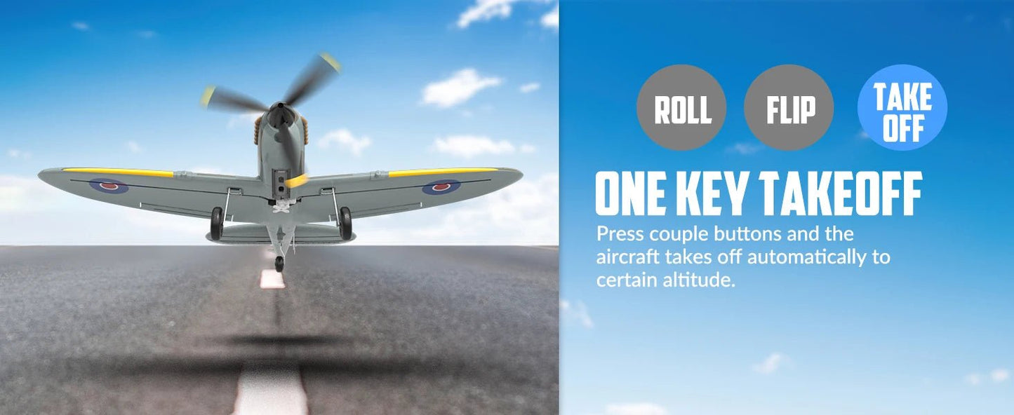 Spitfire RC Warbird – 400mm EPP RTF Fighter Plane with One - Key Aerobatic, 2.4G 4CH - Featured Mart
