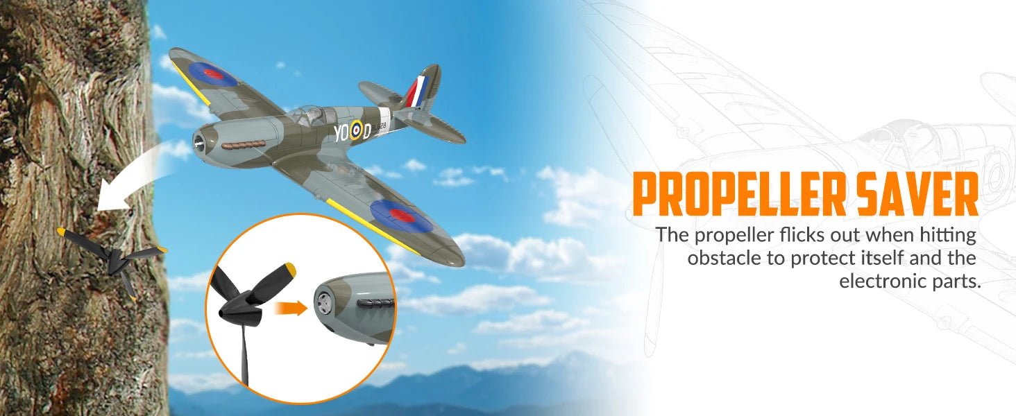 Spitfire RC Warbird – 400mm EPP RTF Fighter Plane with One - Key Aerobatic, 2.4G 4CH - Featured Mart