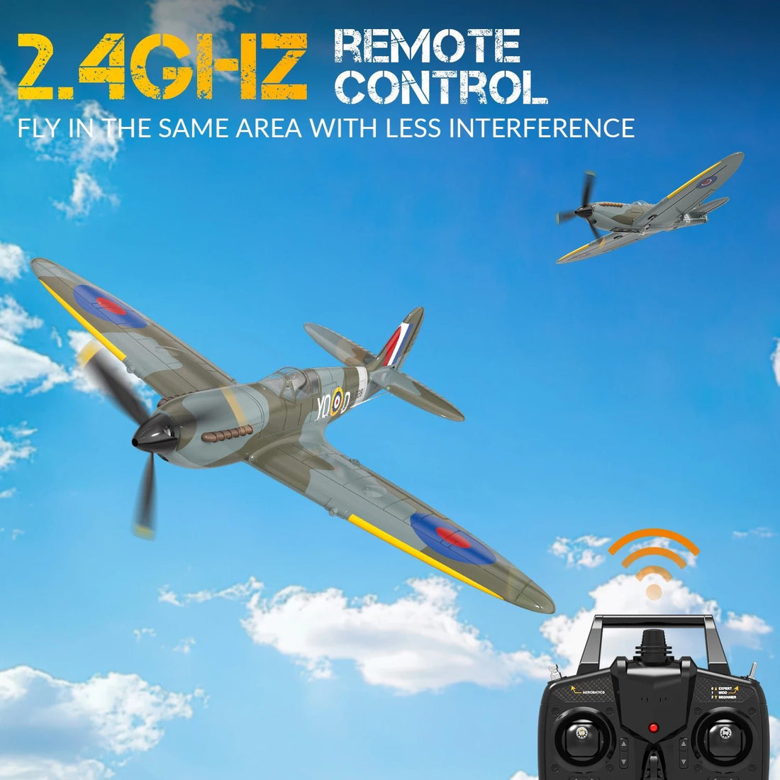 Spitfire RC Warbird – 400mm EPP RTF Fighter Plane with One - Key Aerobatic, 2.4G 4CH - Featured Mart