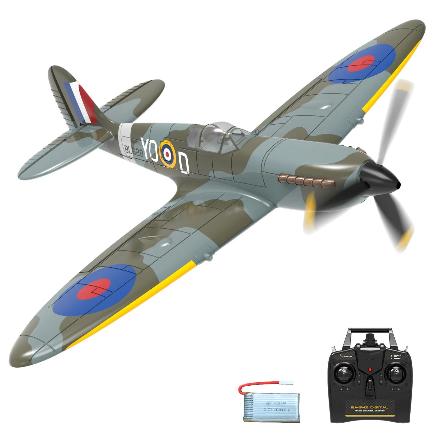 Spitfire RC Warbird – 400mm EPP RTF Fighter Plane with One - Key Aerobatic, 2.4G 4CH - Featured Mart