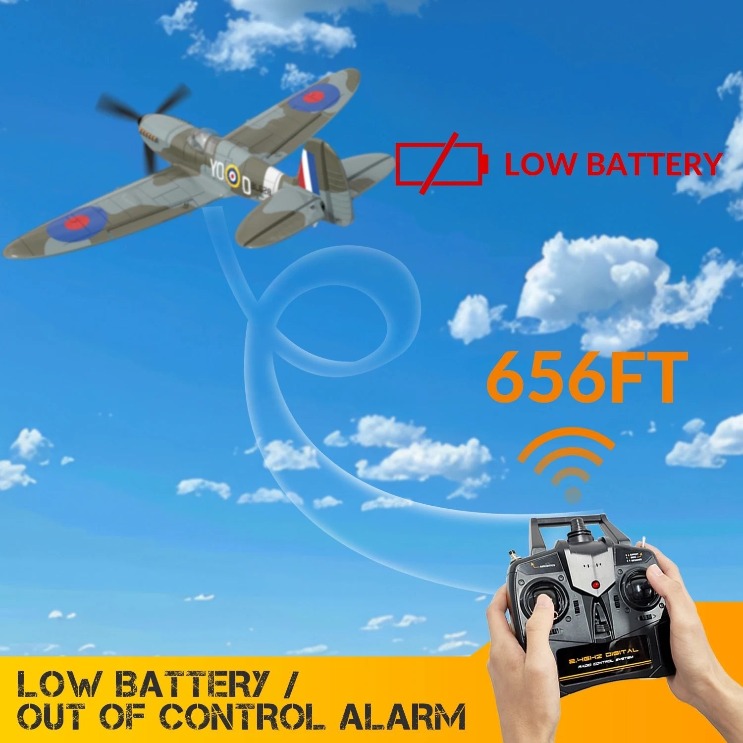 Spitfire RC Warbird – 400mm EPP RTF Fighter Plane with One - Key Aerobatic, 2.4G 4CH - Featured Mart