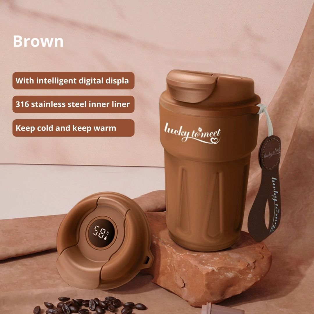 Stainless Steel Travel Mug with Temp Display - Featured Mart