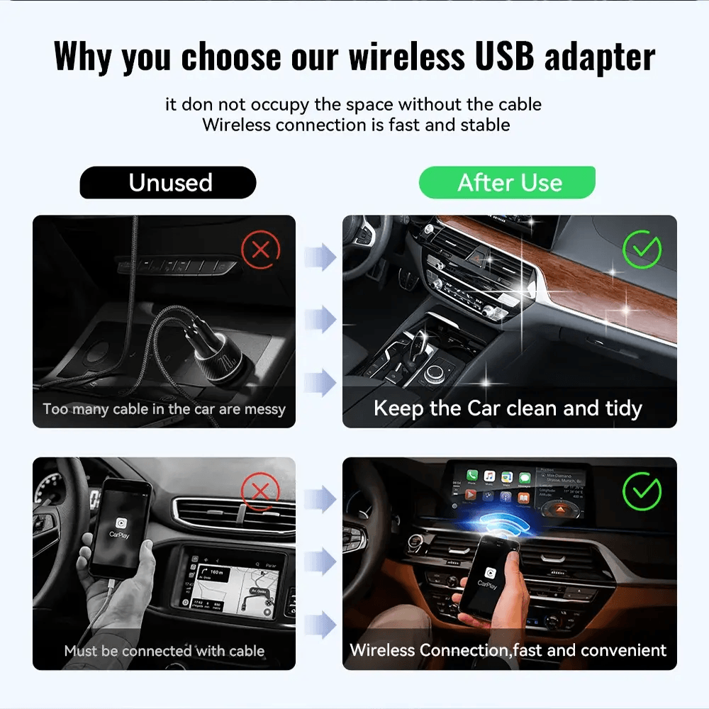 XUDA Wireless CarPlay & Android Auto Adapter – Plug & Play, Fast WiFi - Featured Mart